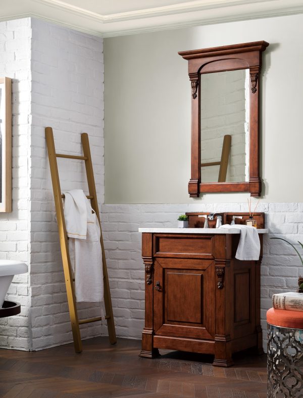 Brookfield 26 inch Bathroom Vanity in Warm Cherry With Carrara Marble Top Top