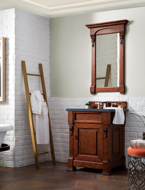 Brookfield 26 inch Bathroom Vanity in Warm Cherry With Charcoal Soapstone Quartz Top