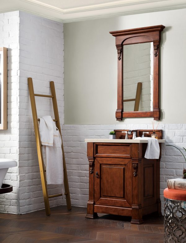 Brookfield 26 inch Bathroom Vanity in Warm Cherry With Eternal Marfil Quartz Top