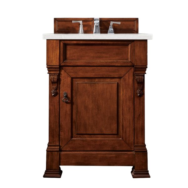 Brookfield 26 inch Bathroom Vanity in Warm Cherry With Eternal Serena Quartz Top