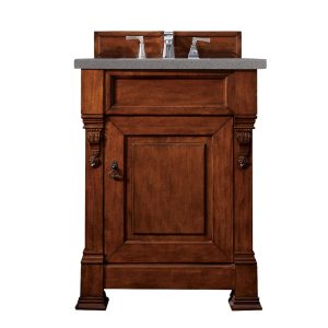 Brookfield 26 inch Bathroom Vanity in Warm Cherry With Grey Expo Quartz Top