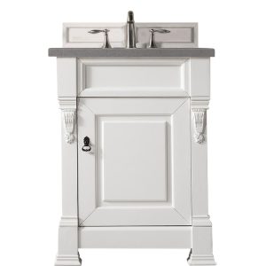 Brookfield 26 inch Bathroom Vanity in Bright White With Grey Expo Quartz Top