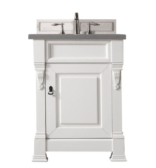 Brookfield 26 inch Bathroom Vanity in Bright White With Grey Expo Quartz Top