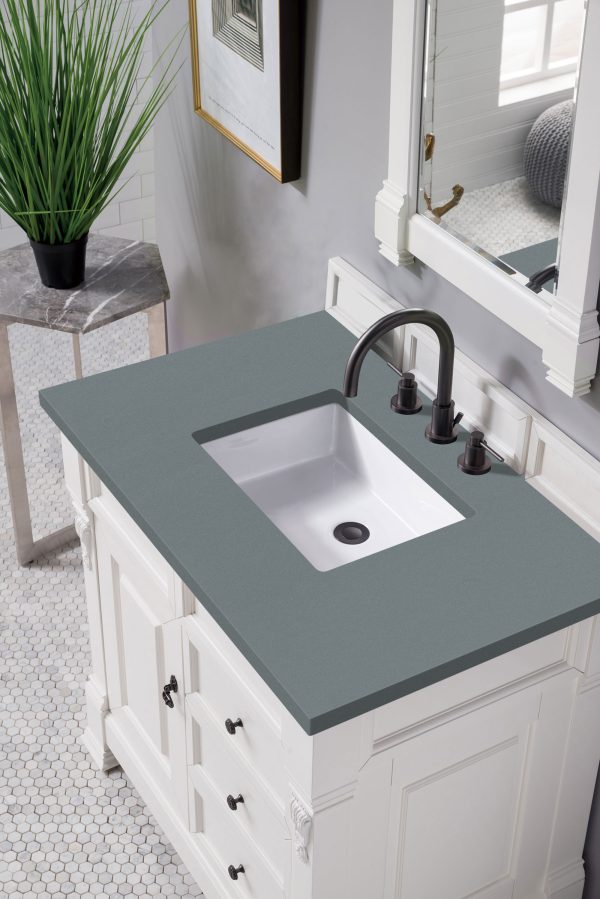 Brookfield 36 inch Bathroom Vanity in Bright White With Cala Blue Quartz Top