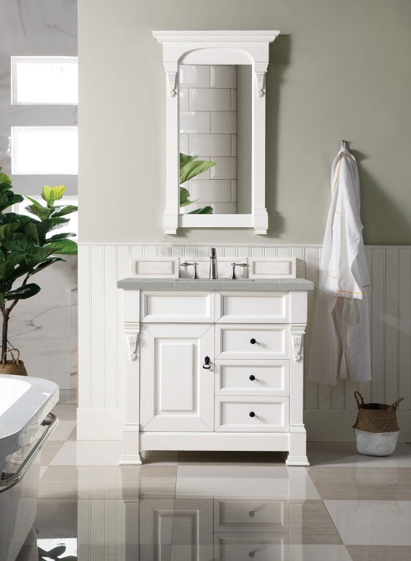 Brookfield 36 inch Bathroom Vanity in Bright White With Eternal Serena Quartz Top