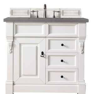 Brookfield 36 inch Bathroom Vanity in Bright White With Grey Expo Quartz Top