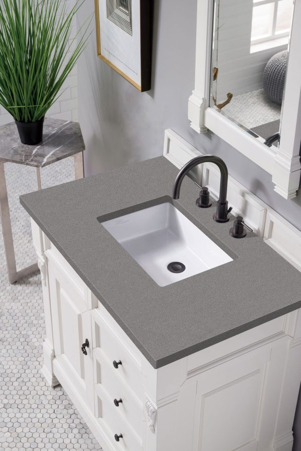 Brookfield 36 inch Bathroom Vanity in Bright White With Grey Expo Quartz Top