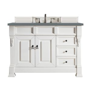 Brookfield 48 inch Bathroom Vanity in Bright White With Cala Blue Quartz Top