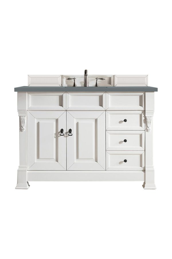 Brookfield 48 inch Bathroom Vanity in Bright White With Cala Blue Quartz Top