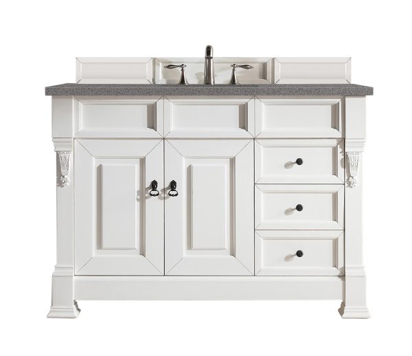 Brookfield 48 inch Bathroom Vanity in Bright White With Grey Expo Quartz Top