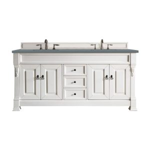 Brookfield 72 inch Double Bathroom Vanity in Bright White With Cala Blue Quartz Top