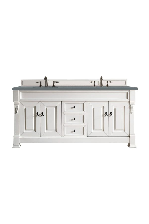 Brookfield 72 inch Double Bathroom Vanity in Bright White With Cala Blue Quartz Top