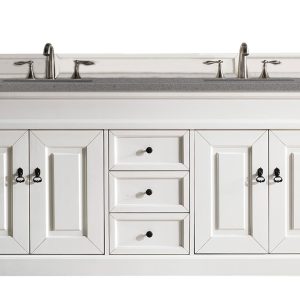 Brookfield 72 inch Double Bathroom Vanity in Bright White With Grey Expo Quartz Top