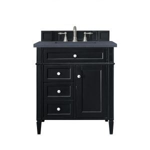 Brittany 30 inch Bathroom Vanity in Black Onyx With Charcoal Soapstone Quartz Top