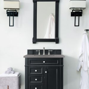 Brittany 30 inch Bathroom Vanity in Black Onyx With Grey Expo Quartz Top