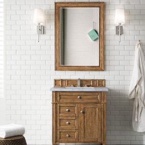 Brittany 30 inch Bathroom Vanity in Saddle Brown With Carrara Marble Top 