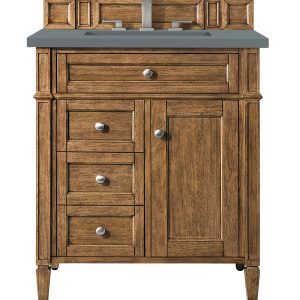Brittany 30 inch Bathroom Vanity in Saddle Brown With Cala Blue Quartz Top
