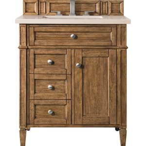 Brittany 30 inch Bathroom Vanity in Saddle Brown With Eternal Marfil Quartz Top