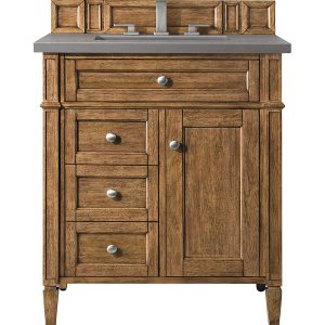 Brittany 30 inch Bathroom Vanity in Saddle Brown With Grey Expo Quartz Top