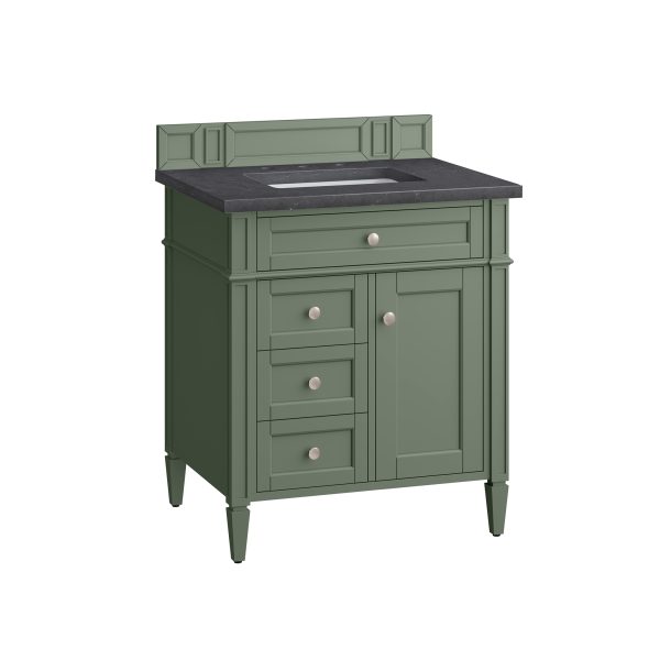 Brittany 30 inch Bathroom Vanity in Smokey Celadon With Charcoal Soapstone Quartz Top