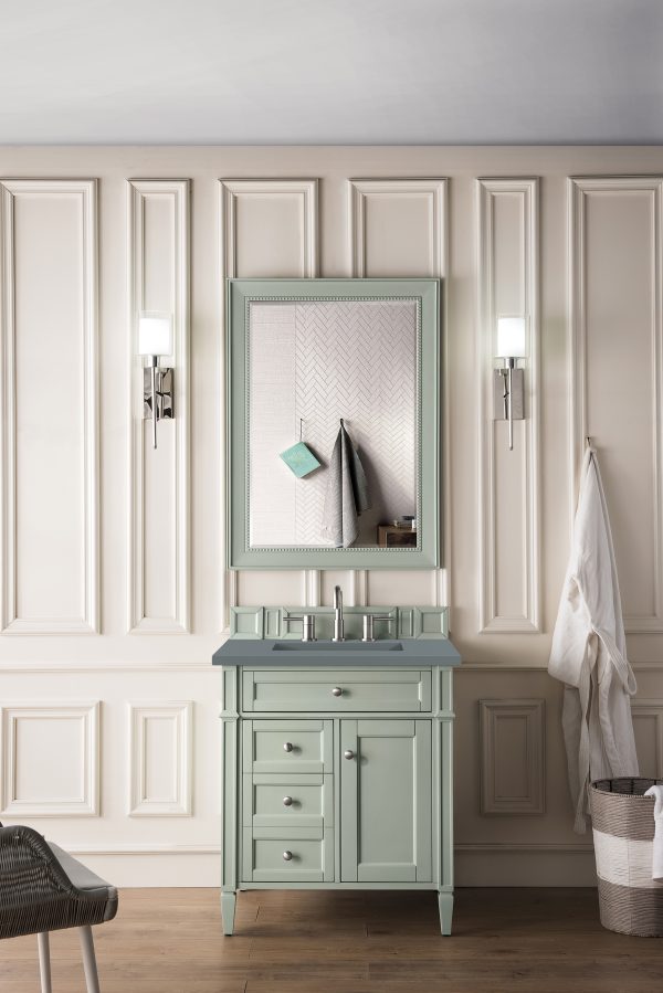 Brittany 30 inch Bathroom Vanity in Sage Green With Cala Blue Quartz Top