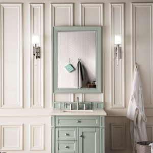 Brittany 30 inch Bathroom Vanity in Sage Green With Eternal Marfil Quartz Top
