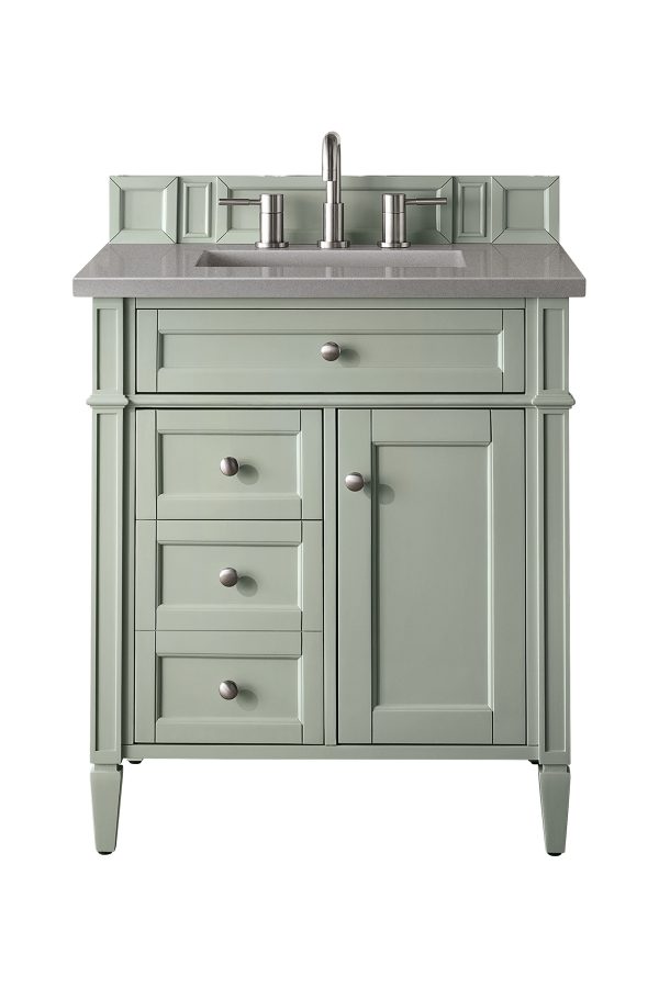 Brittany 30 inch Bathroom Vanity in Sage Green With Grey Expo Quartz Top