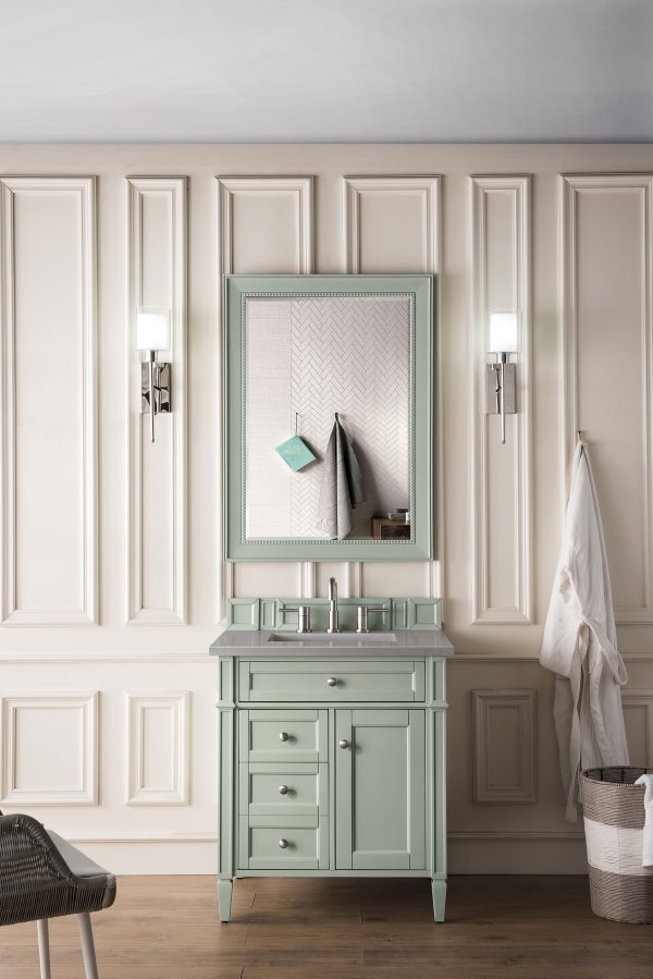 Brittany 30 inch Bathroom Vanity in Sage Green With Grey Expo Quartz Top