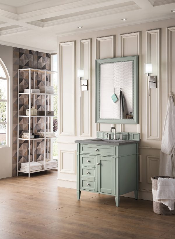 Brittany 30 inch Bathroom Vanity in Sage Green With Grey Expo Quartz Top