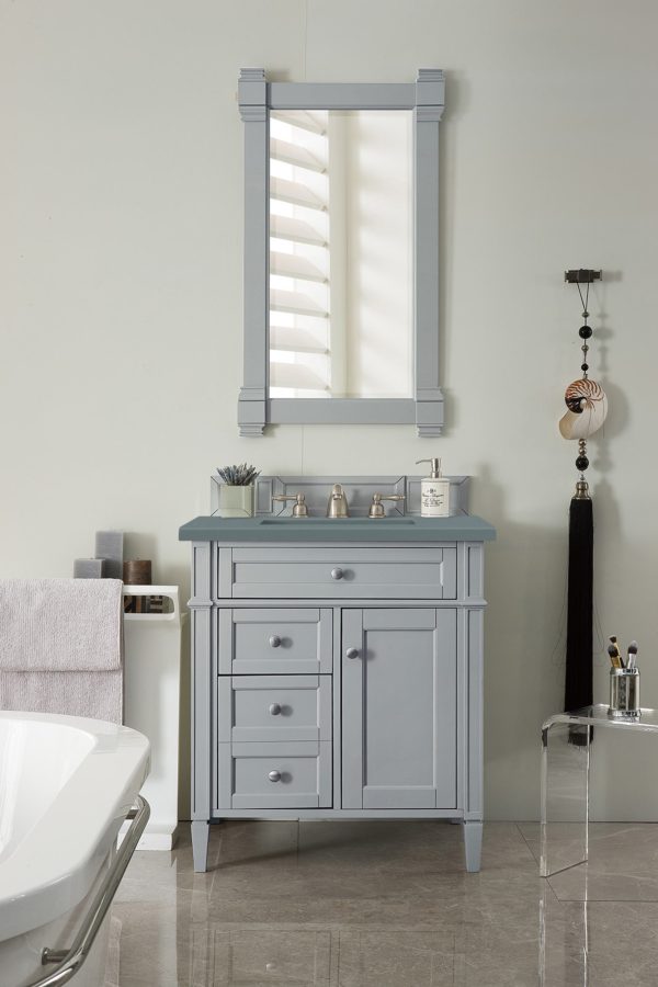 Brittany 30 inch Bathroom Vanity in Urban Gray With Cala Blue Quartz Top
