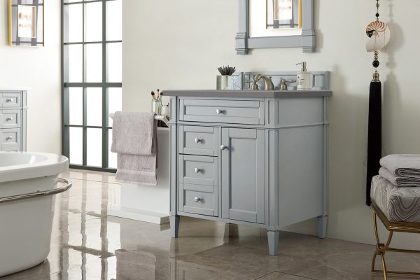 Brittany 30 inch Bathroom Vanity in Urban Gray With Grey Expo Quartz Top