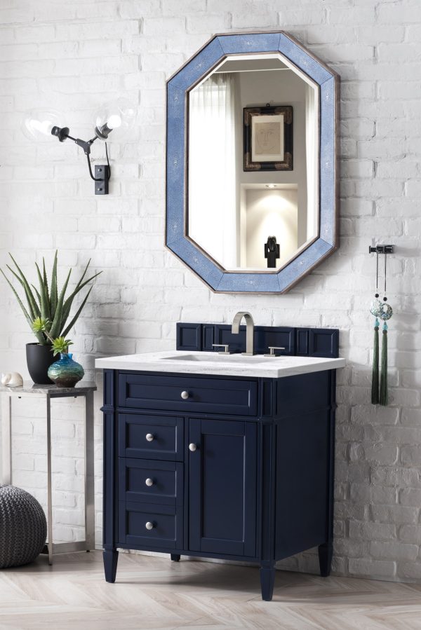 Brittany 30 inch Bathroom Vanity in Victory Blue With Arctic Fall Quartz Top