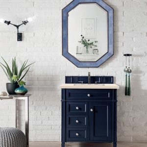 Brittany 30 inch Bathroom Vanity in Victory Blue With Eternal Marfil Quartz Top