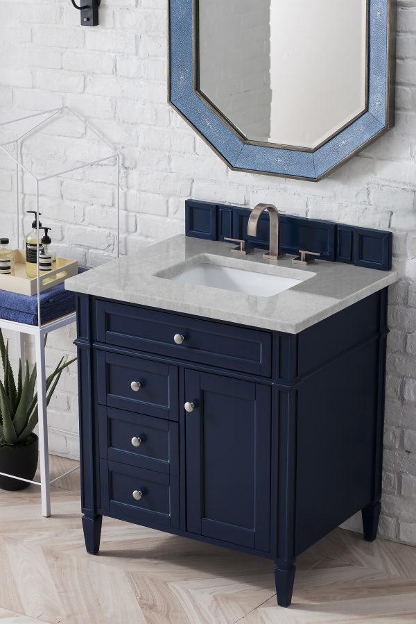 Brittany 30 inch Bathroom Vanity in Victory Blue With Eternal Serena Quartz Top