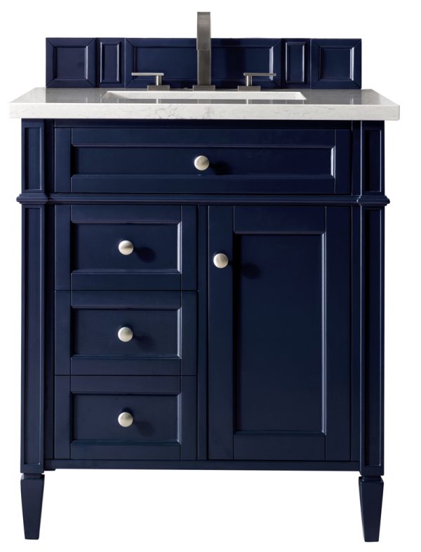 Brittany 30 inch Bathroom Vanity in Victory Blue With Arctic Fall Quartz Top