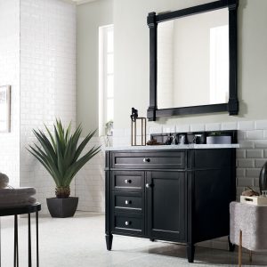Brittany 36 inch Bathroom Vanity in Black Onyx With Cala Blue Quartz Top