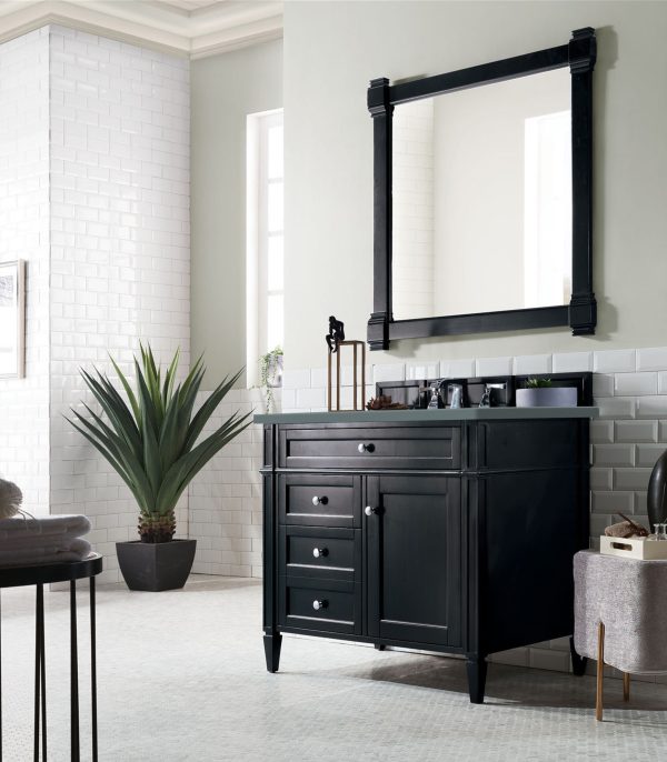 Brittany 36 inch Bathroom Vanity in Black Onyx With Cala Blue Quartz Top