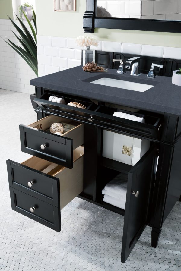 Brittany 36 inch Bathroom Vanity in Black Onyx With Charcoal Soapstone Quartz Top
