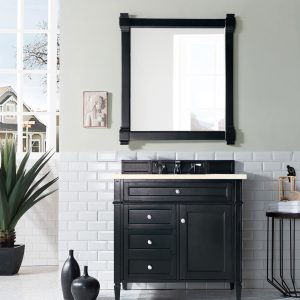 Brittany 36 inch Bathroom Vanity in Black Onyx With Eternal Marfil Quartz Top