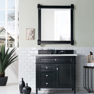 Brittany 36 inch Bathroom Vanity in Black Onyx With Ethereal Noctis Quartz Top