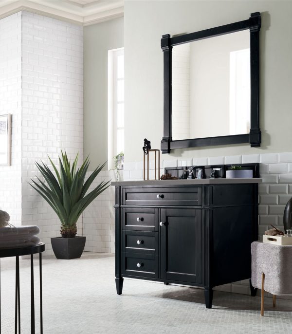 Brittany 36 inch Bathroom Vanity in Black Onyx With Grey Expo Quartz Top