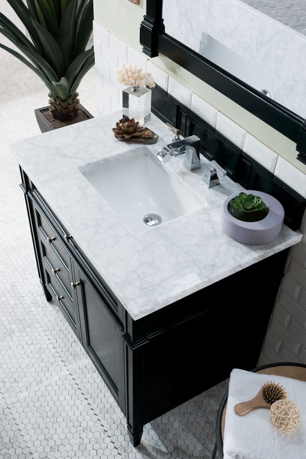Brittany 36 inch Bathroom Vanity in Black Onyx With Cala Blue Quartz Top
