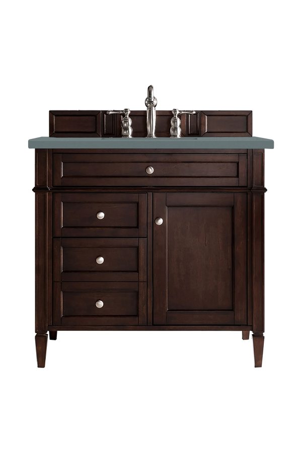 Brittany 36 inch Bathroom Vanity in Burnished Mahogany With Cala Blue Quartz Top