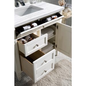 Brittany 36 inch Bathroom Vanity in Bright White With Arctic Fall Quartz Top