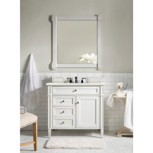 Brittany 36 inch Bathroom Vanity in Bright White With Eternal Marfil Quartz Top