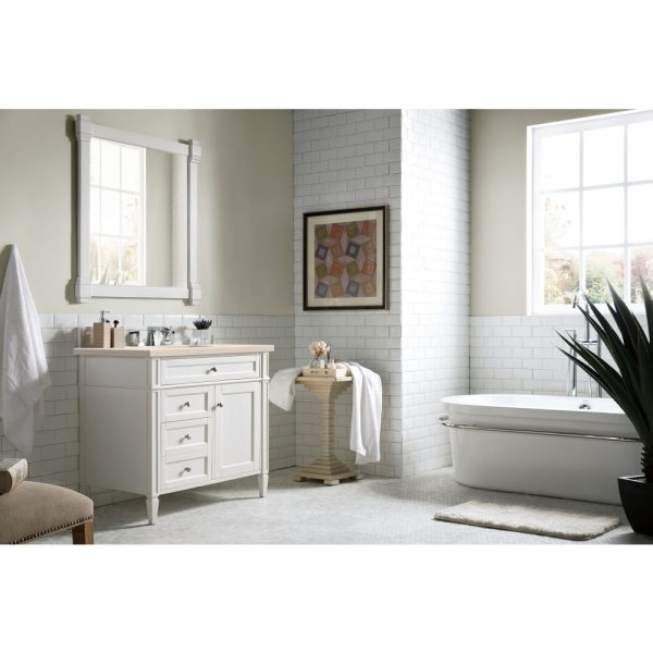 Brittany 36 inch Bathroom Vanity in Bright White With Eternal Marfil Quartz Top