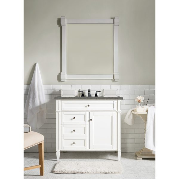 Brittany 36 inch Bathroom Vanity in Bright White With Grey Expo Quartz Top