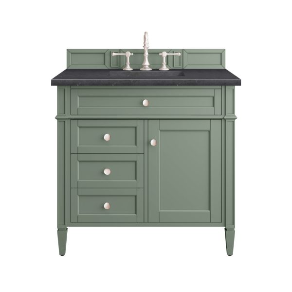 Brittany 36 inch Bathroom Vanity in Sage Green With Charcoal Soapstone Quartz Top