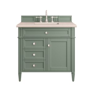 Brittany 36 inch Bathroom Vanity in Sage Green With Eternal Marfil Quartz Top