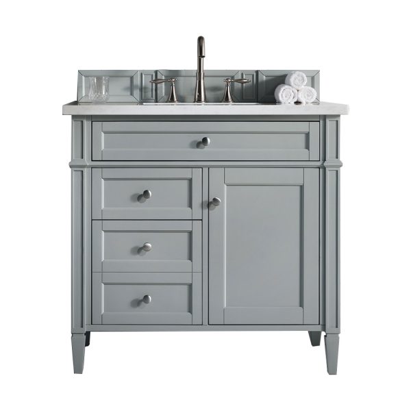 Brittany 36 inch Bathroom Vanity in Urban Gray With Carrara Marble Top